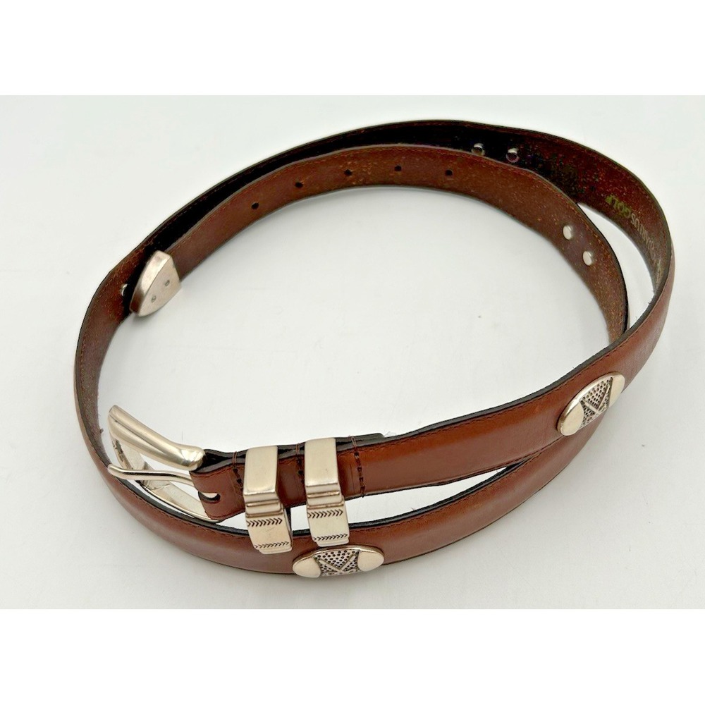 Aquarius Golf Genuine Leather Belt Brown Golf Concho Buckle Size 46‎ USA
